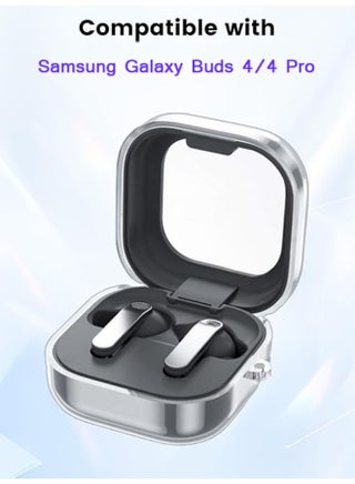 Case for Samsung Galaxy Buds 4/Buds 4 Pro - TPU Protective Cover, Full-Body Protection with Scratch Protection, Anti-Shockproof, Includes Carabiner,Cleaning Kit & Lanyard (Clear) - view 2